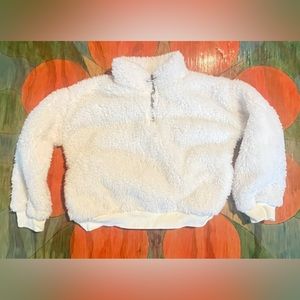 Ideology Toddler Girls Fuzzy Soft Pullover 1/4 Zip White Size 3T Polyester B